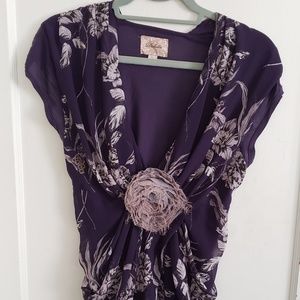 Anthropologie Deletta Purple Flower Top